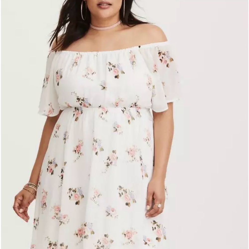 Mini Chiffon Off-Shoulder Skater Dress, Plus Size